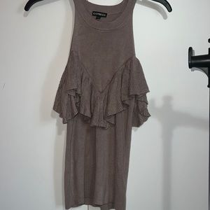 Express sweater tank top with off the shoulder ruffle sleeves.